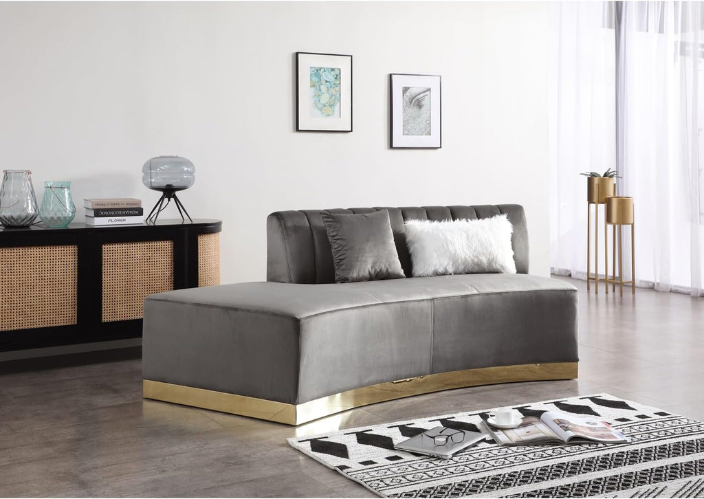 Dark Gray Armless Velvet Curved Sofa Y2212