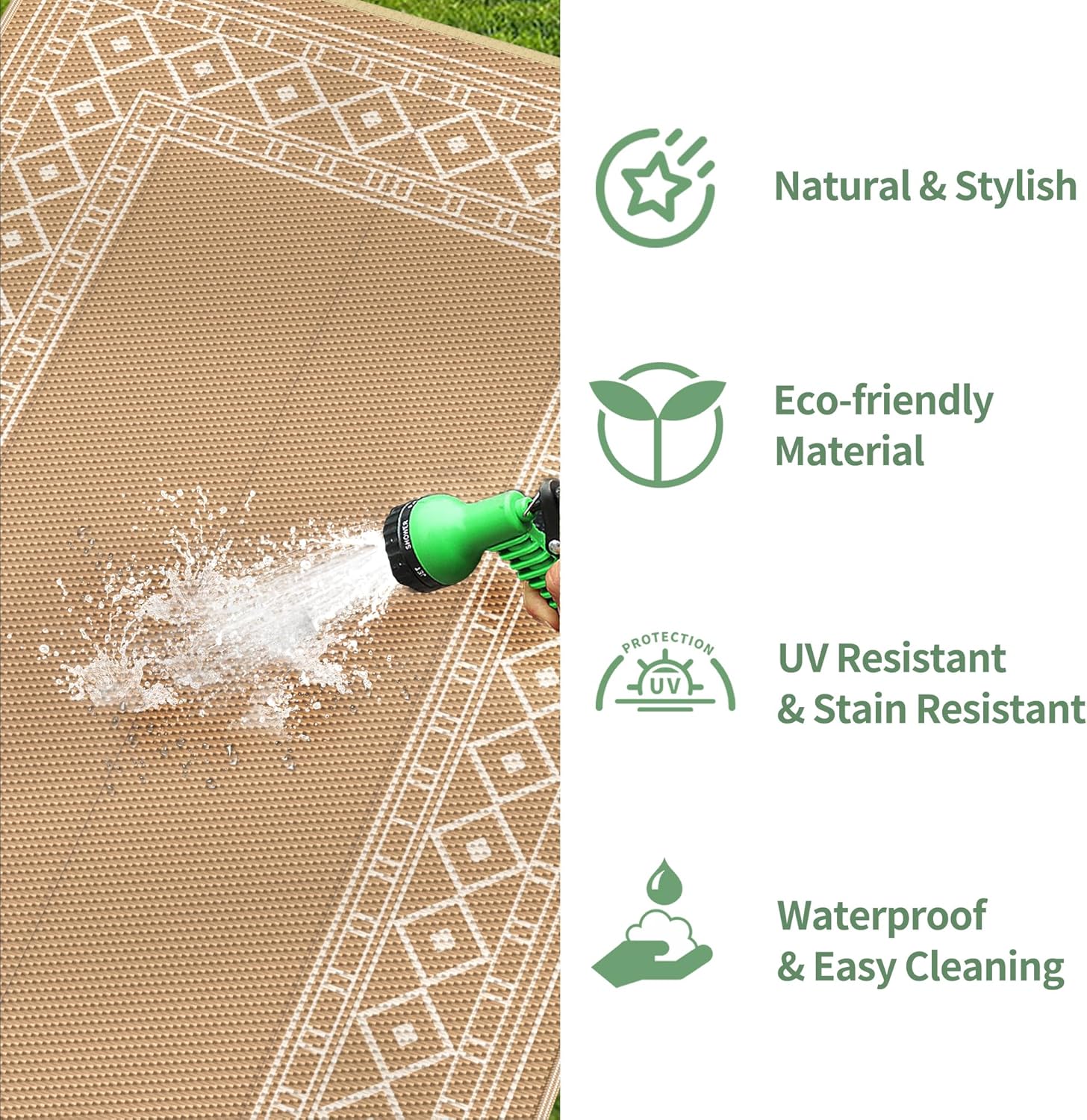 5' x 8' Waterproof Reversible Outdoor Plastic Straw Rug S1687