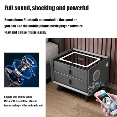 White 2 Drawer Nightstand with Wireless Charging Station I323