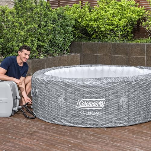 Grey Large Round Inflatable Hot Tub with 180 AirJets and EnergySense Cover Y68296