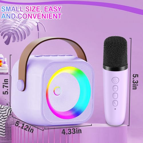 Mini Karaoke Machine with 2 Wireless Microphone & LED Lights W296011