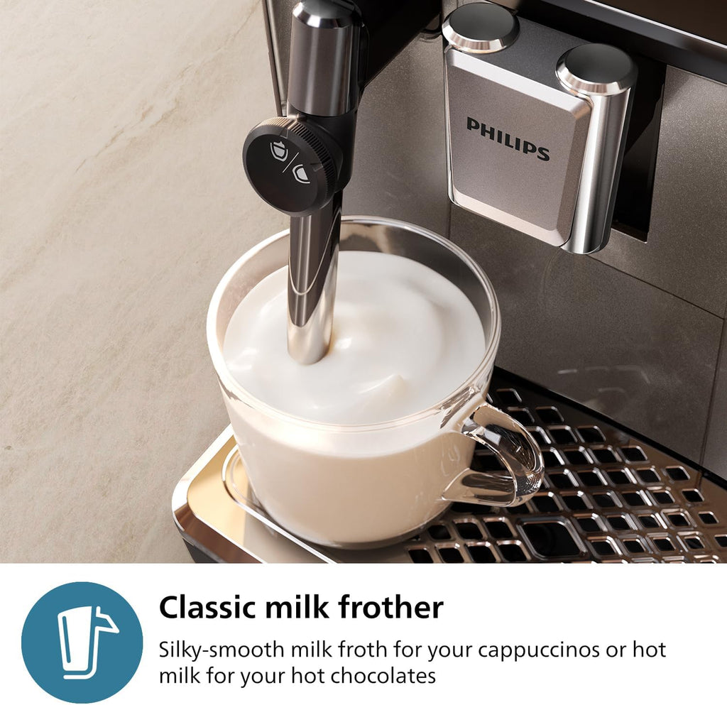 Fully Automatic Espresso Machine with Touch Display, Milk Frother, Ceramic Grinder, AquaClean Filter, Black Chrome A985
