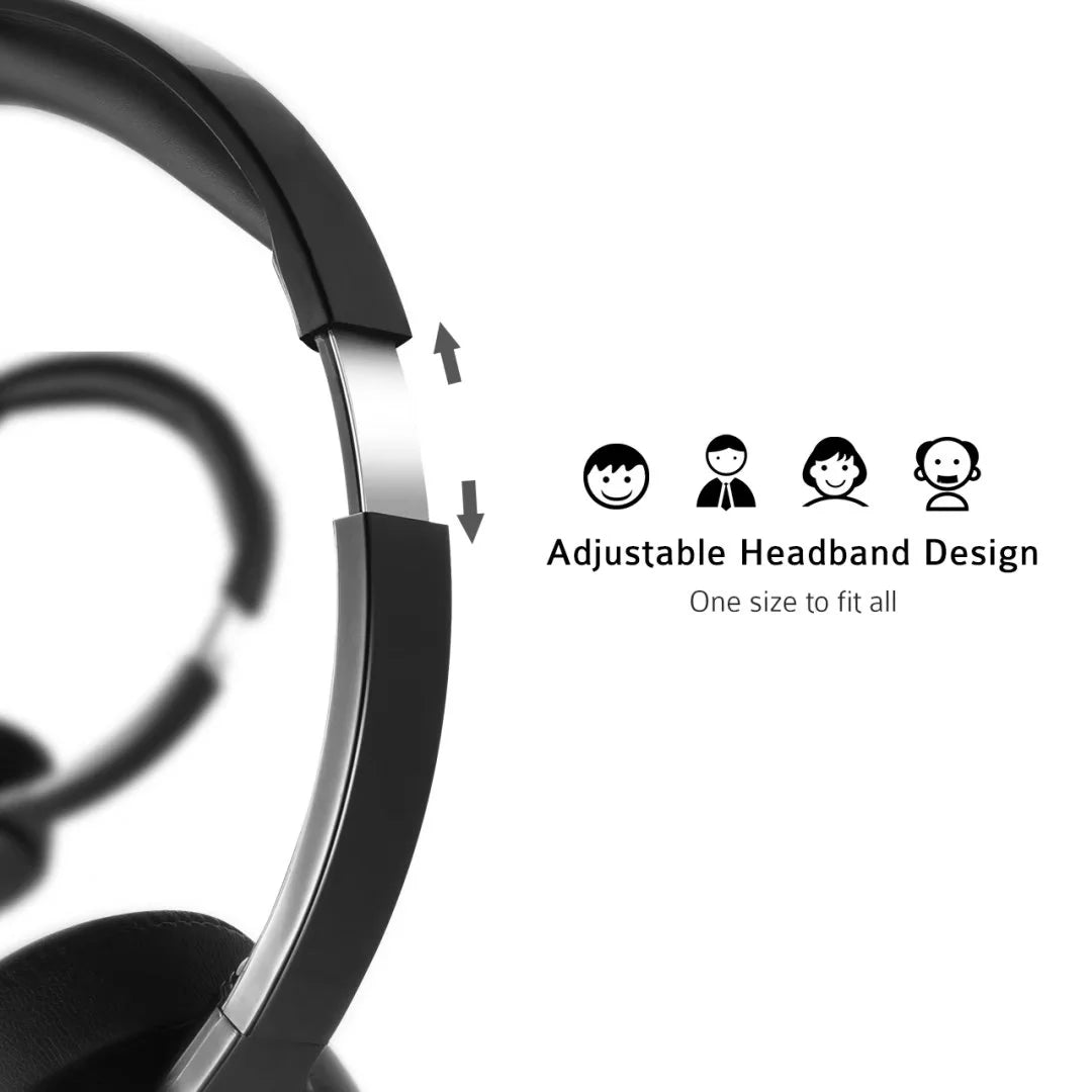 USB Headset with Microphone Noise Cancelling Lightweight Wired Headphones B345