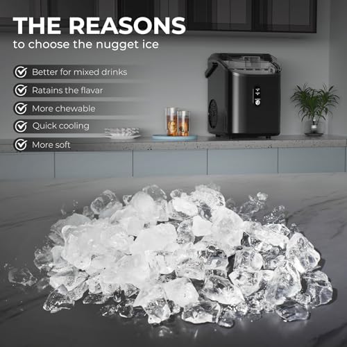 Black Countertop Nugget Ice Maker with Self-Cleaning I689