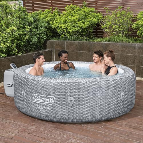 Grey Large Round Inflatable Hot Tub with 180 AirJets and EnergySense Cover Y68296