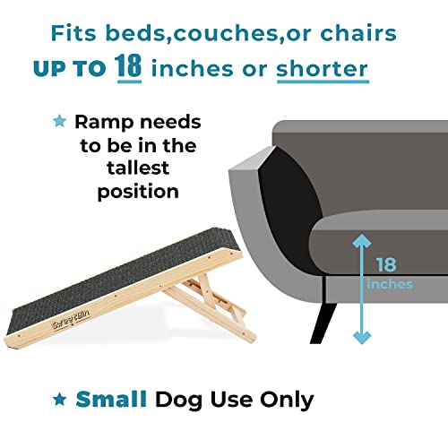 18" Tall Adjustable Wooden Folding Pet Ramp with Non Slip Carpet Surface U306800