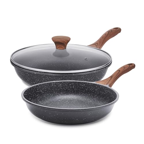 Nonstick Frying Pan Skillets, Swiss Granite Coating, PFOA Free (9.5+11+12.5 Inch) N232148