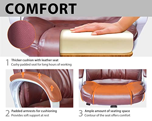 Big and Tall High Back Leather Office Chair with Armrest S665