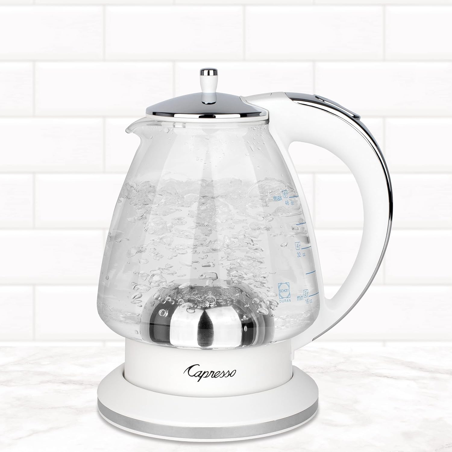 White 48 oz Glass Kettle V1896
