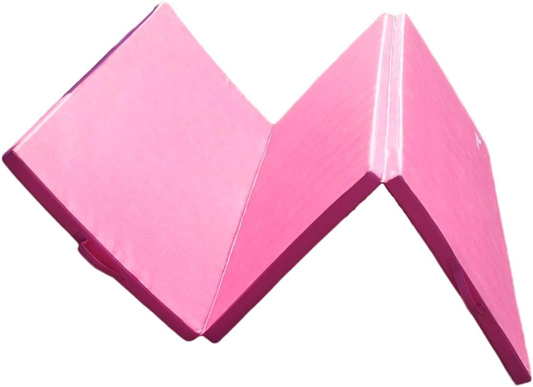 Extra Thick High Density Anti-Tear Gymnastics Gym Folding Exercise Mats (Pink) K381293