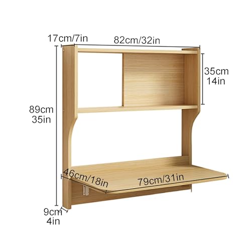 Brown Wall Mounted Drop-Leaf Table with Storage Shelves H29187
