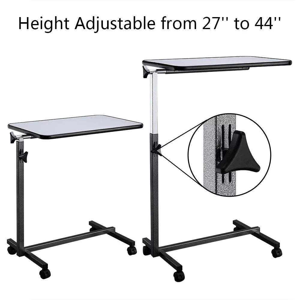 Adjustable Overbed Bedside Table with Wheels Gray S23639