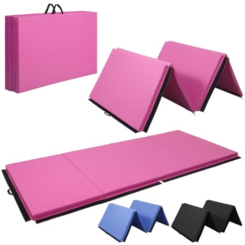 10' x 4' 4-Fold Folding Exercise Mat with Carrying Handles & Velcro Design L383810