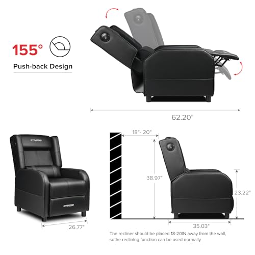 Black Gaming Recliner Chair with Bluetooth Speakers Racing Style Single Sofa Q3069
