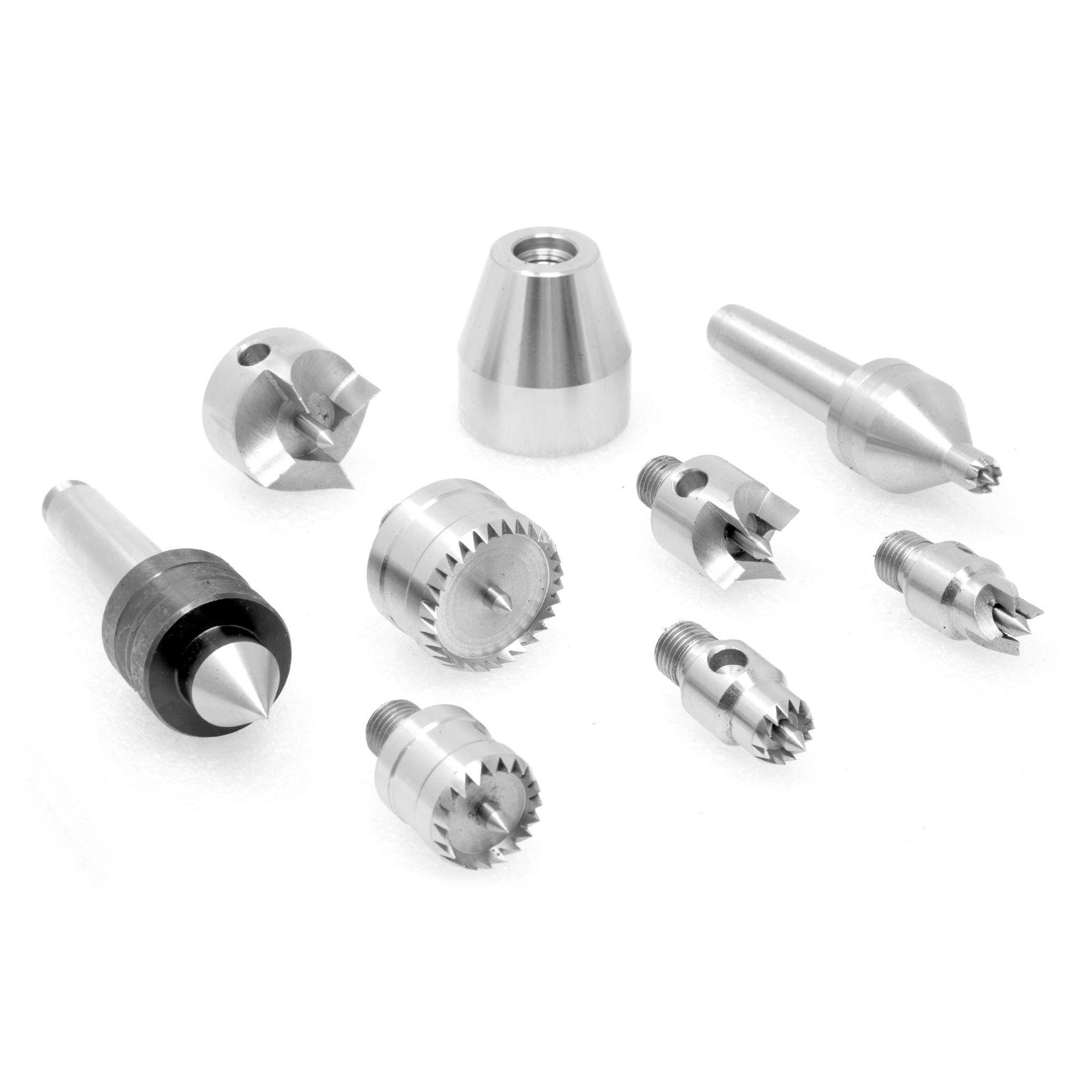 9-Piece Wood Lathe Drive and Live Center Kit with Aluminum Case Q85407