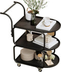 Matte Black 3-Tier Rolling Metal Bar Cart with Lockable Wheels R64576