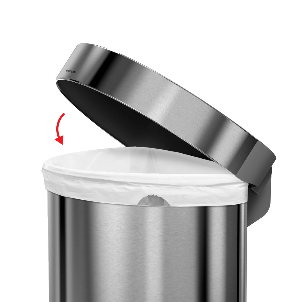 45 Liter Stainless Steel Semi-Round Step Trash Can with Soft-Close Lid N50175