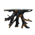 Black Teak Wood Console Table with Clear Glass Top H778869