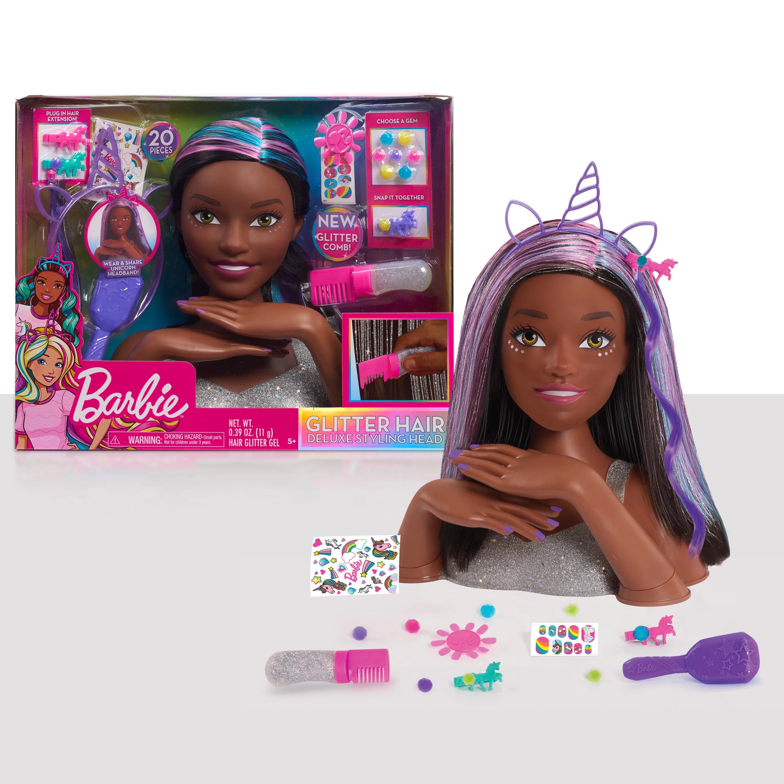 20-Piece Styling Head, Black Hair, Kids Toys E971