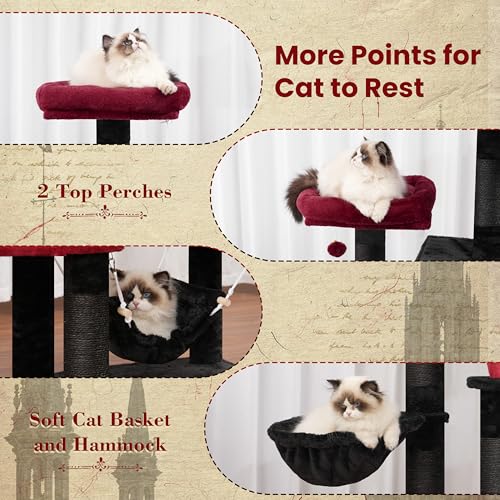 71'' Multi-Level Cat Tower with 2 Scratching Boards 7 Posts, Smoky Gray Z397373