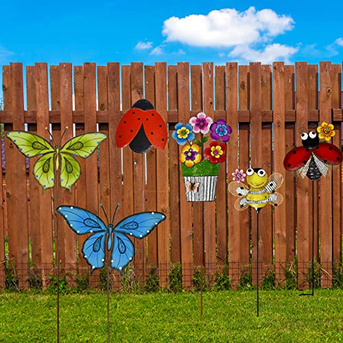 Blue Butterfly Metal Garden Stake K533819
