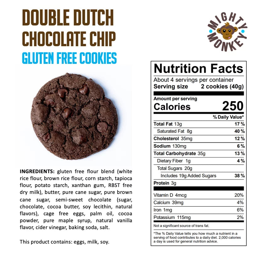 7.4 Oz (3 Pack) Gluten Free Double Dutch Chocolate Chip Cookies V50197