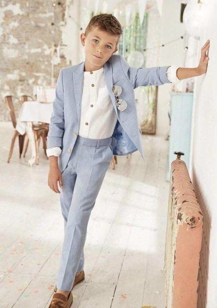 Boys Linen 2 Piece Suit Jacket Pant Tuxedo U921917