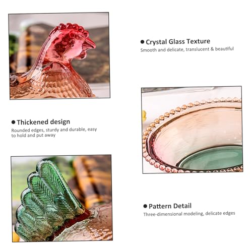Crystal Glass Chicken-Shaped Candy Dish with Lid L343