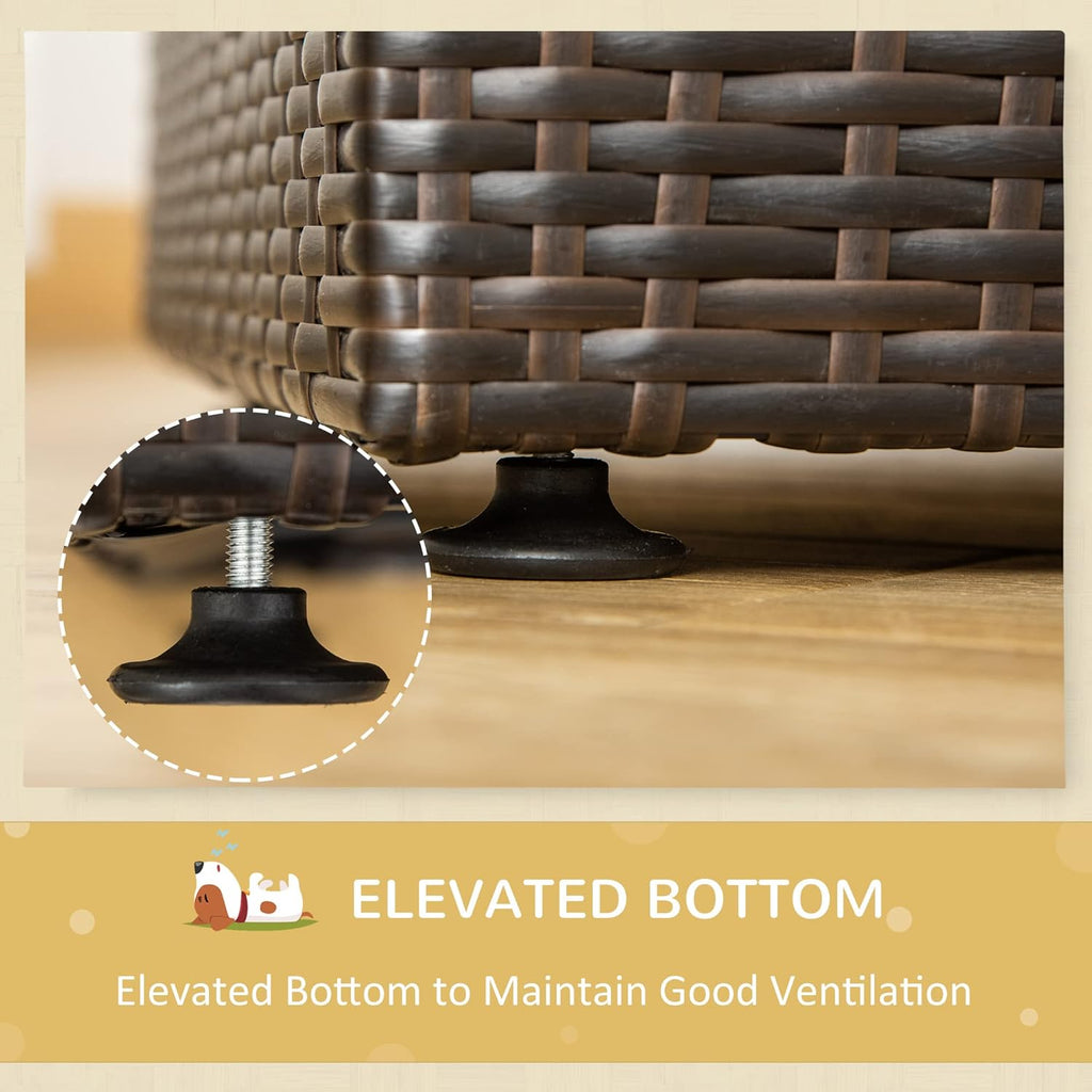 Elevated Rattan Pet Sofa with Waterproof Cushion T3451