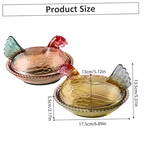 Crystal Glass Chicken-Shaped Candy Dish with Lid L343