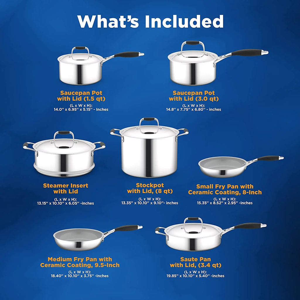16-Piece Non-Stick Ceramic Cookware Set with Nylon Utensils Z1985