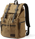 Canvas Vintage Casual Daypack Backpack, Water Resistant Lightweight 14 Inch Laptop Rucksack Hiking Bag, Khaki E52456
