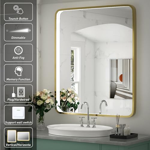 Black Metal Frame LED Bathroom Mirror A93626