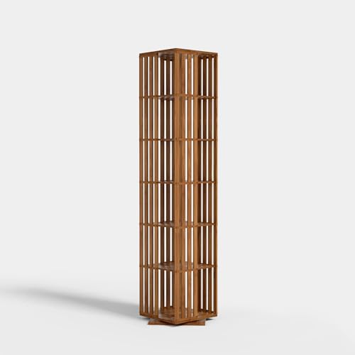 Walnut 6 Tier Bamboo Rotating Bookshelf L7745