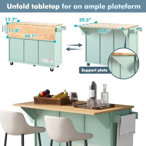 White Rolling Kitchen Island with Storage Cabinet and Drawers P621