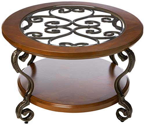 Dark Brown Oval Coffee Table with Glass Top and Shelf G2690