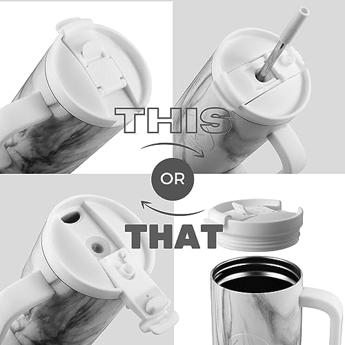 40 oz Stainless Steel Insulated Tumbler with Handle and Straw G4465