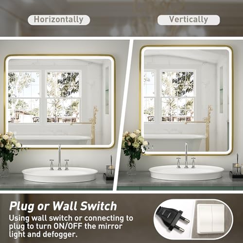 Black Metal Frame LED Bathroom Mirror A93626
