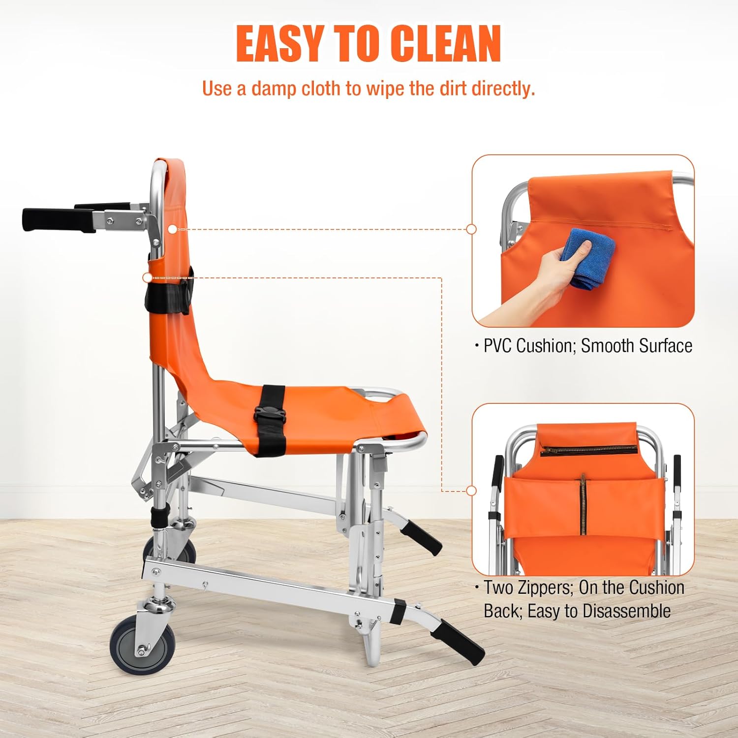 Orange Foldable Transport Wheelchair G6097
