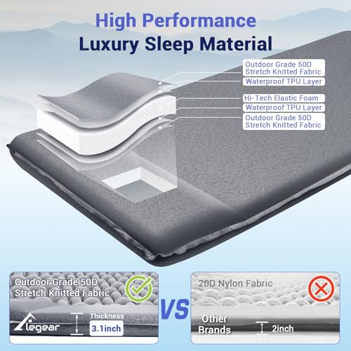 Self Inflating Sleeping Pad, 3.1'' Ultra-Thick Memory Foam Camping Pad with Pillow U106