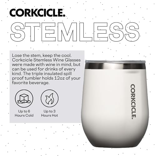 Stemless Insulated Wine Glass Tumbler, Gloss Powder Blue, 12 oz, Stainless Steel T8862