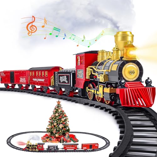Electric Train Toy with Steam Locomotive, Tracks, Lights & Sound O774