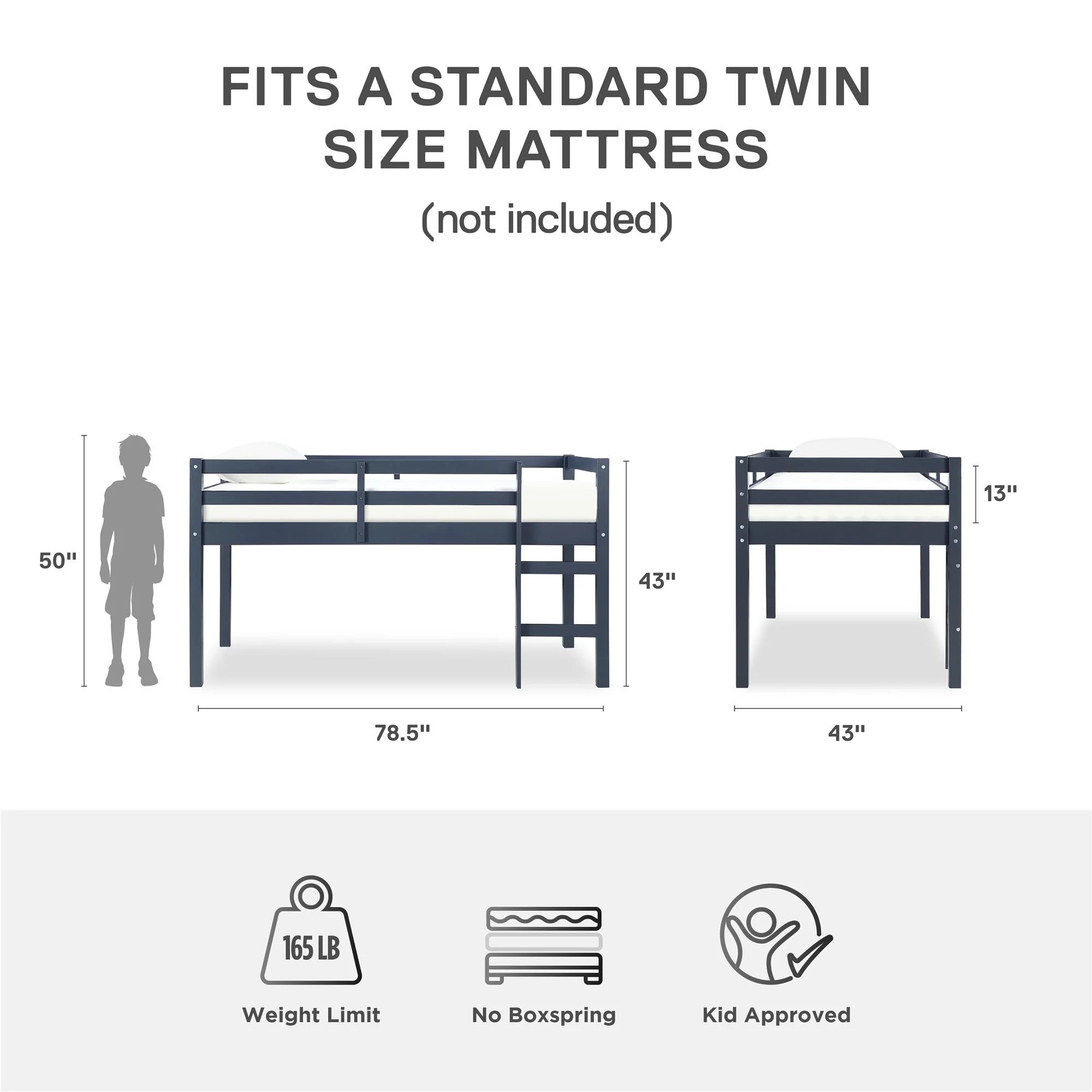 Blue Twin Loft Bed N834