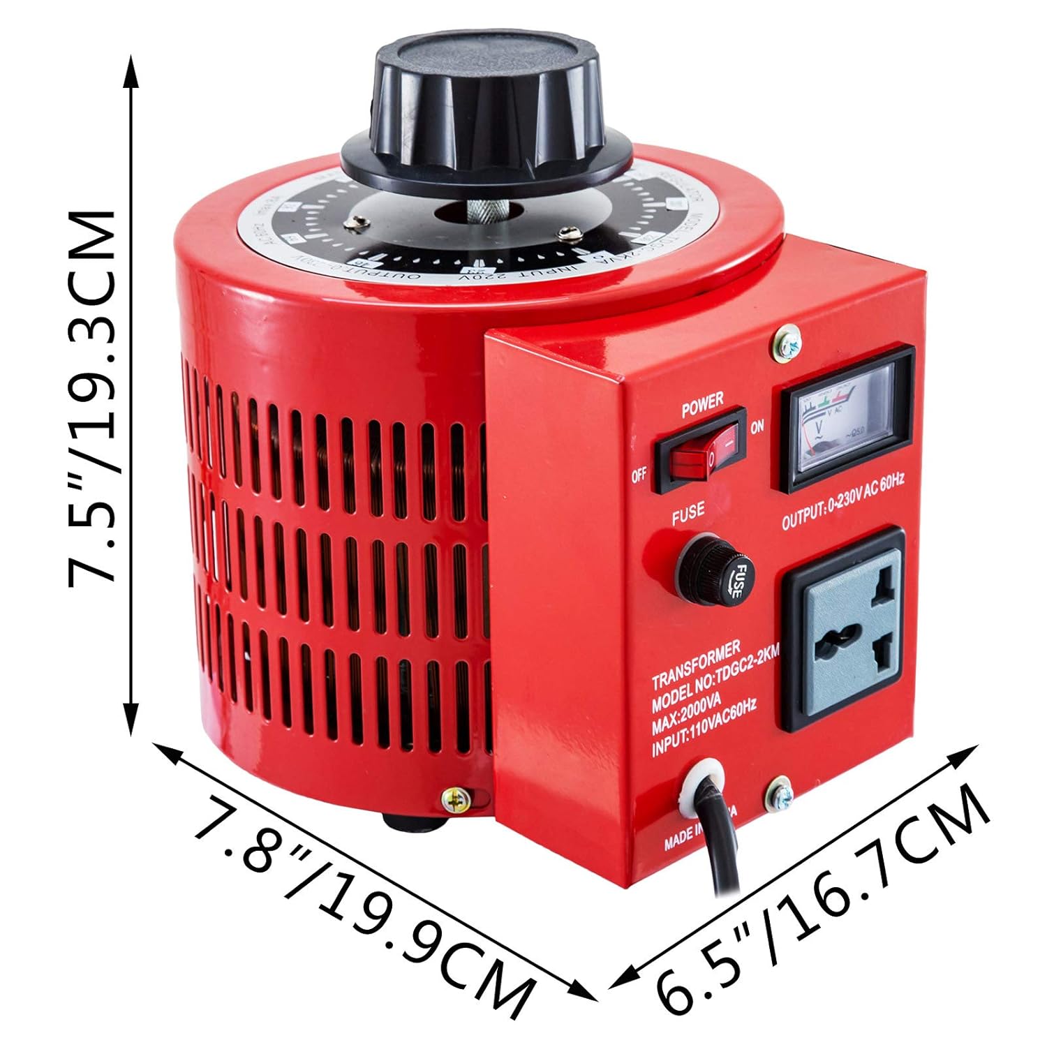 2000VA 20A Auto Transformer 110V 60Hz Input Voltage Digital Display 0-130V Output Automatic Voltage Regulator D616