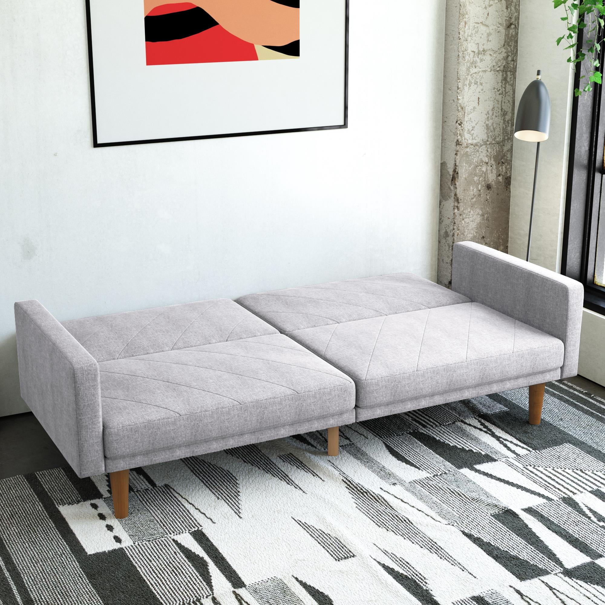Light Gray Linen Convertible Sofa Bed with USB Port M50961
