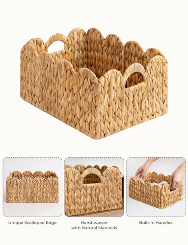 Scalloped Wicker Basket with Handles, Set of 2 K94345