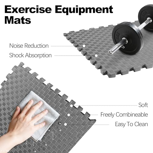 1" Thick EVA Interlocking Foam Gym Flooring Mat, Black (24 Sq Ft) N47738