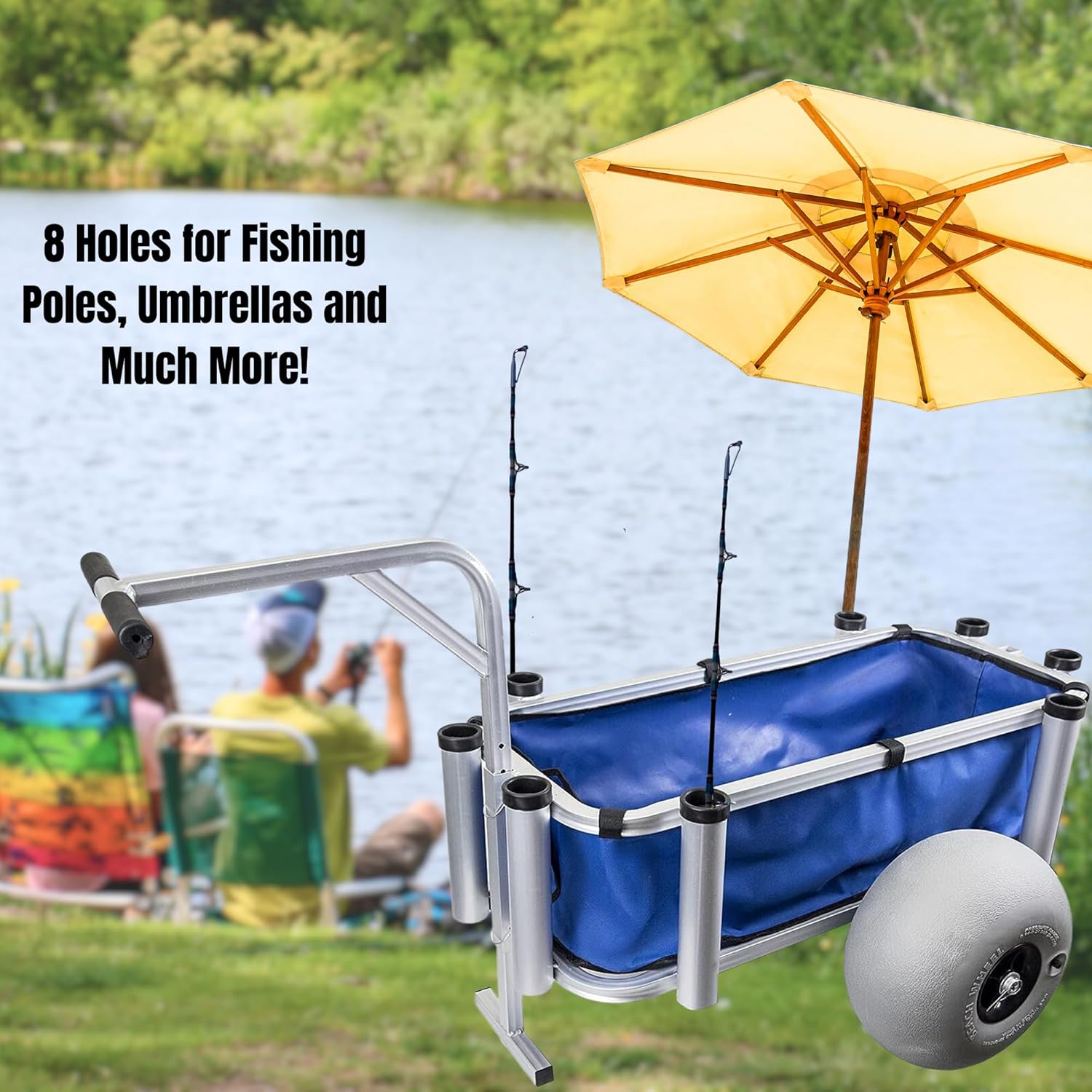 Heavy Duty Aluminum Fishing Cart with Large Wheels, 35" x 16" Basket Q107