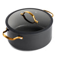Non-Stick 5 QT Stock Pot with Glass Lid, Black & Gold X981979