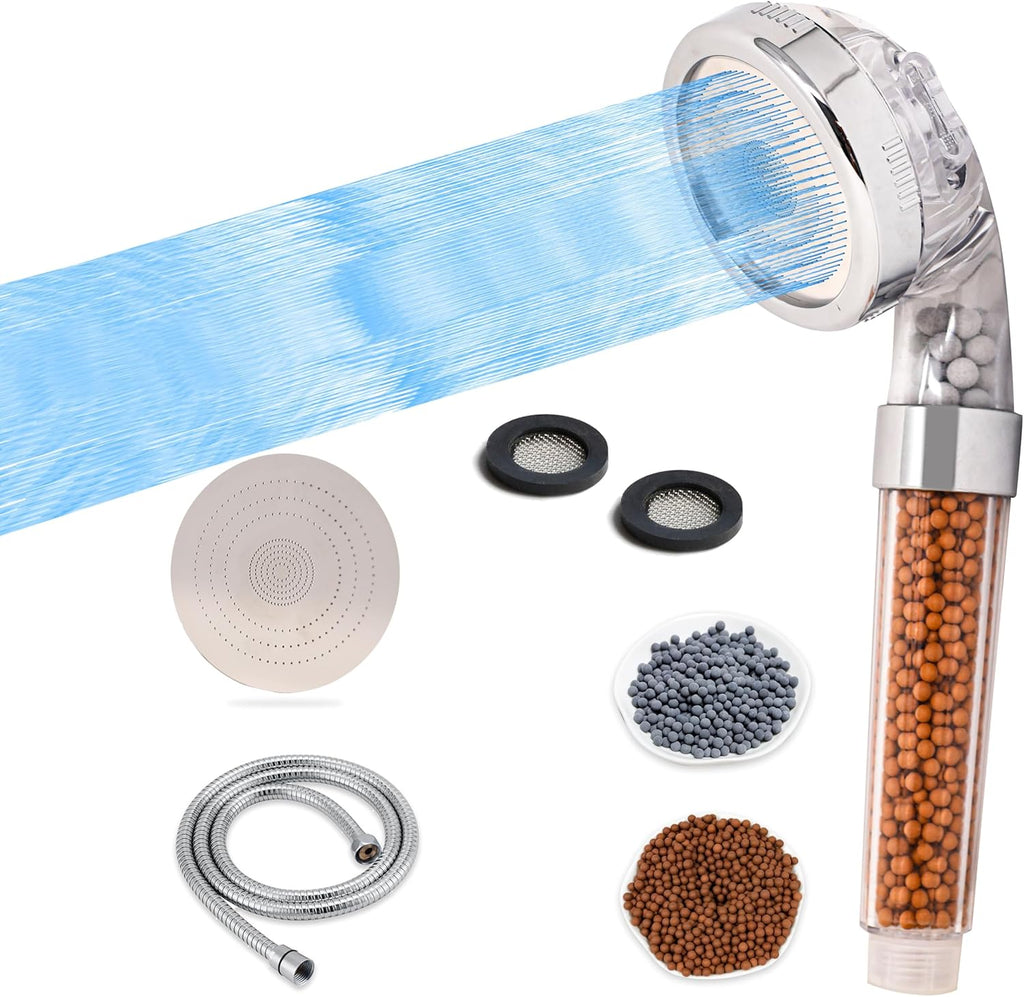 Shower Head with Triple Filtration Handheld Shower Head 3 Modes Adjustable Shower Head with Mineral Stones U54163